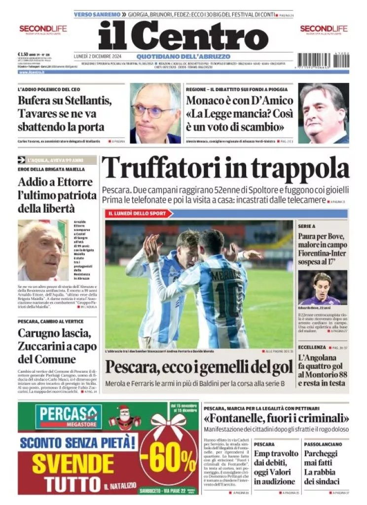 Prima-pagina-il centro-oggi-edizione-del-2024-12-02